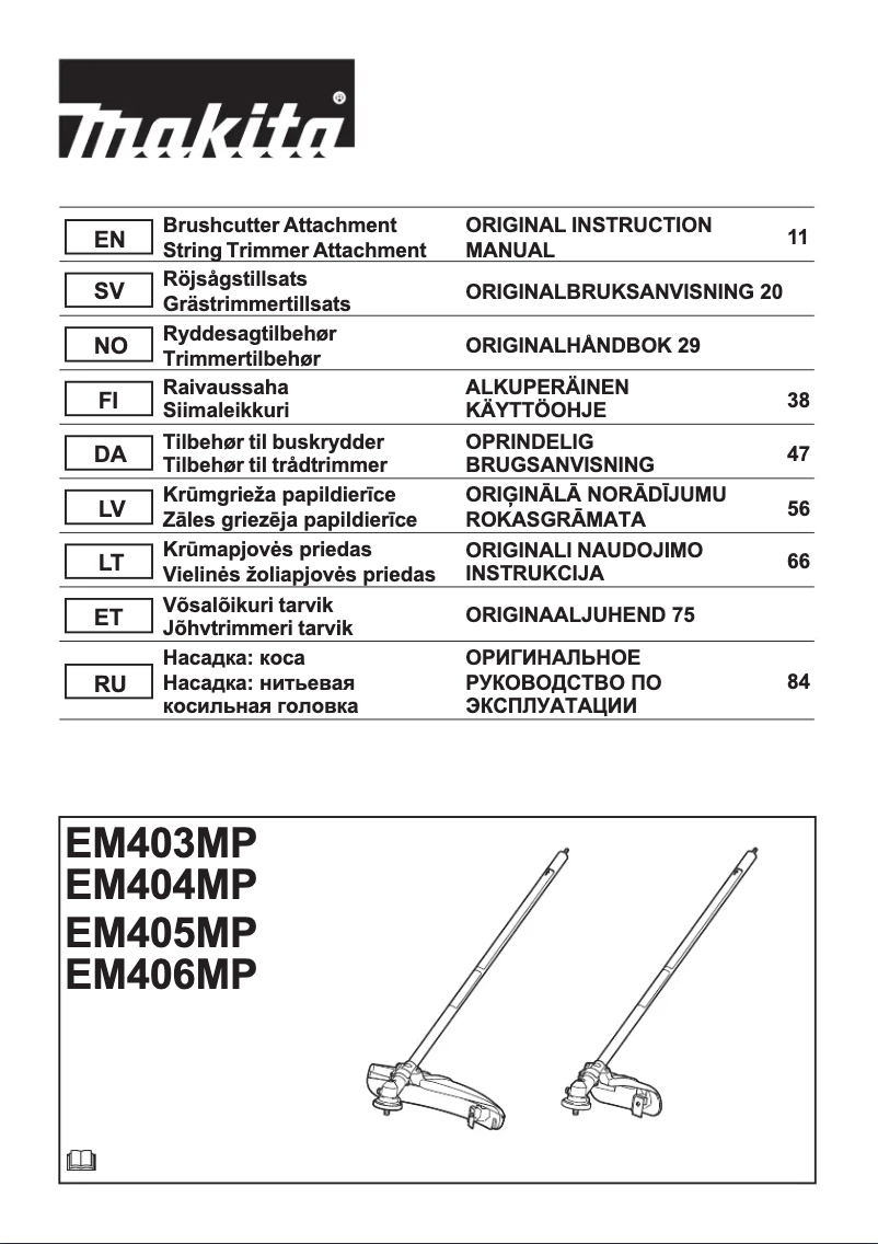 Page 1 of the manual User Manual Makita 198779-6