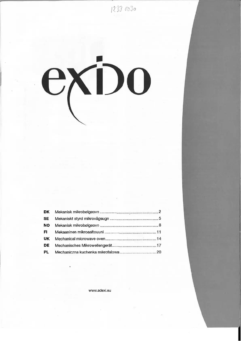 First page image of the manual for 12330030