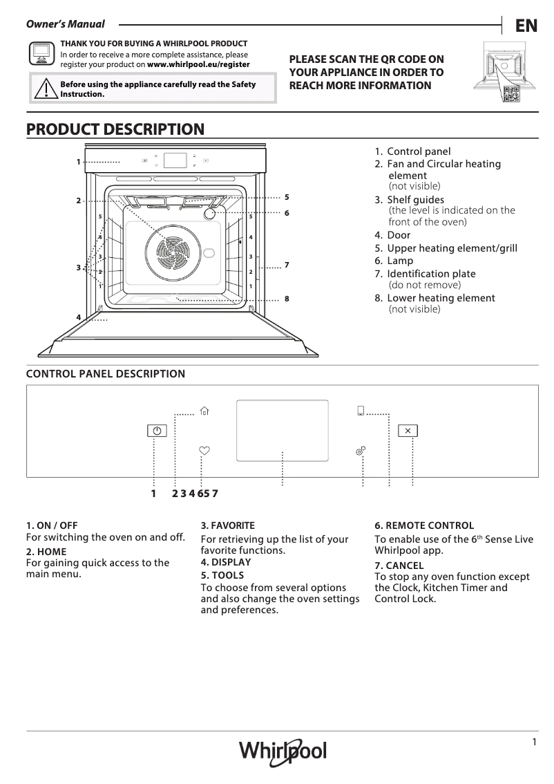 Page 1 of the manual Installation Guide Whirlpool W9 OM2 4S1 H
