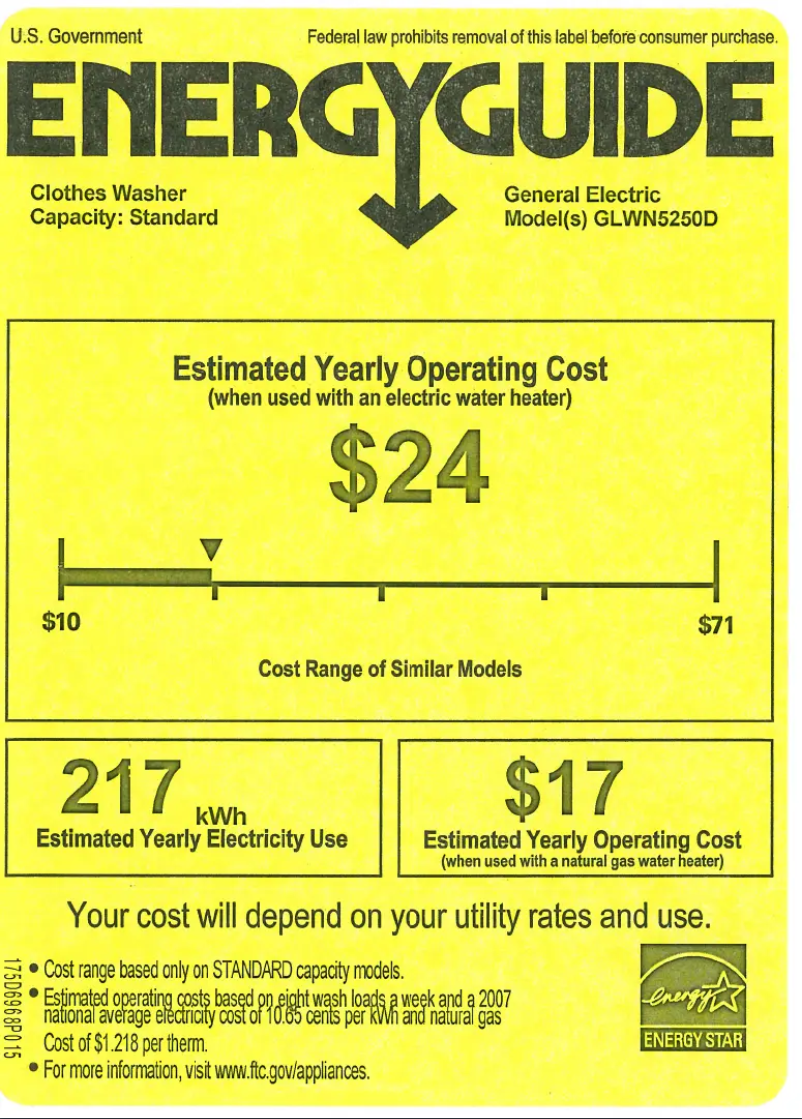 First page image of the manual for GLWN5250DWW