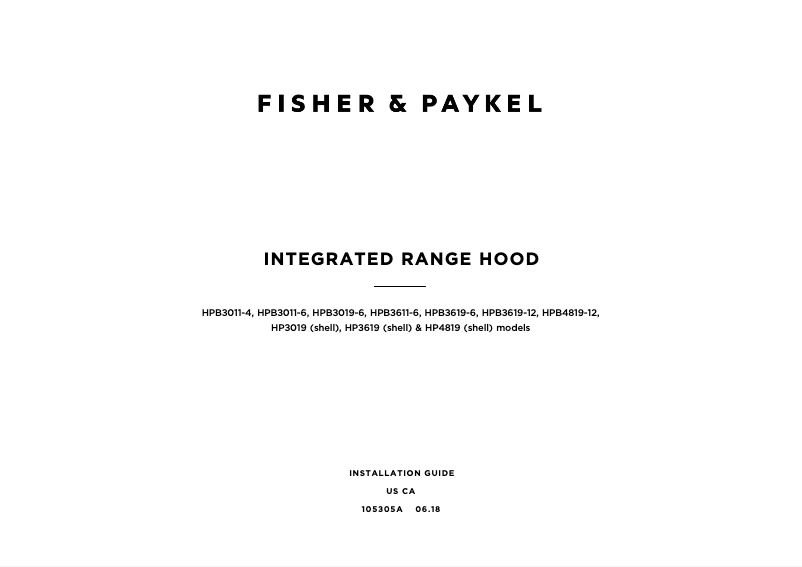 Page 1 de la notice Guide de démarrage rapide Fisher & Paykel HPB3619-12