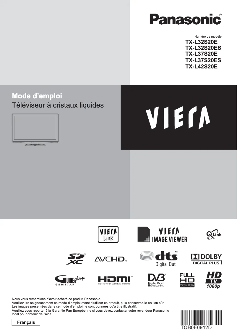 First page image of the manual for TX-L32S20ES