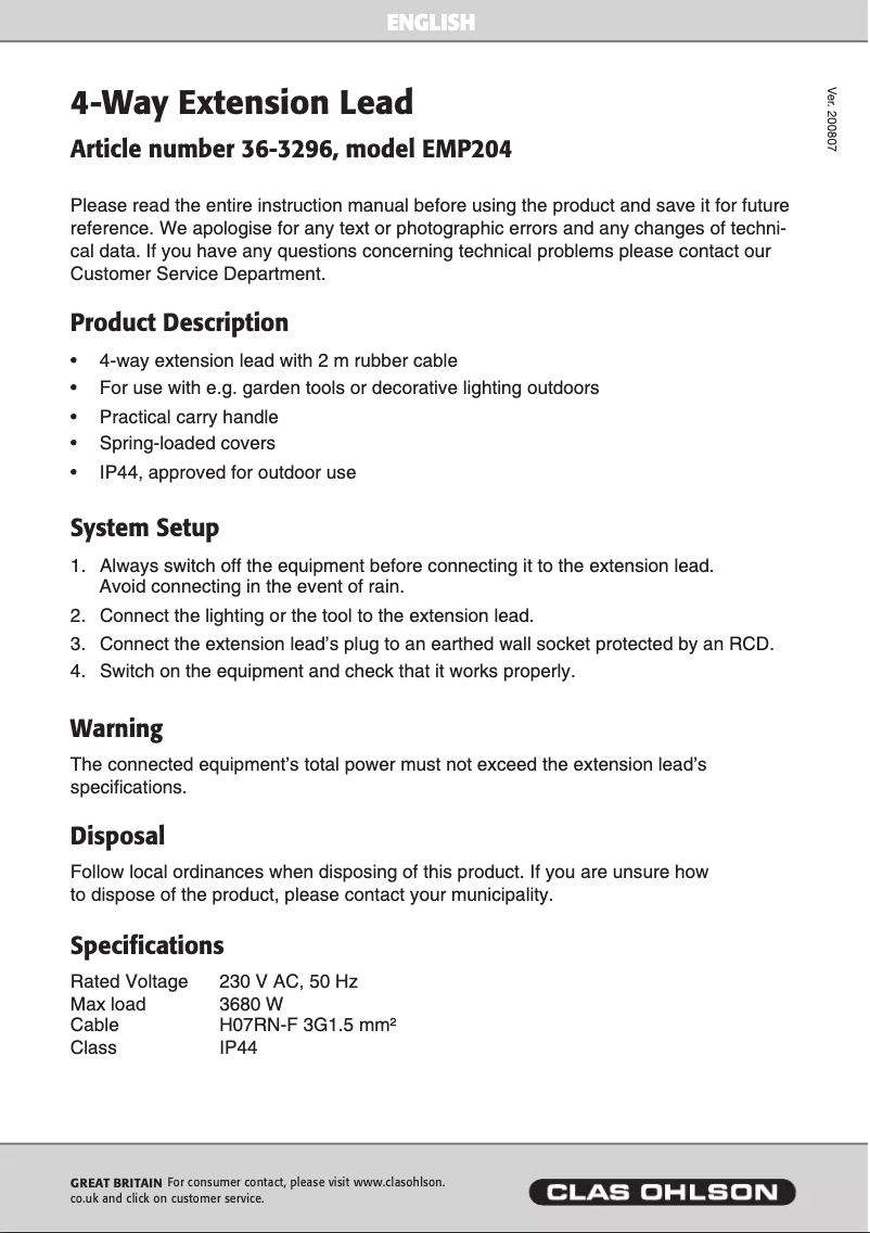 Page 1 of the manual User Manual GAO EMP204