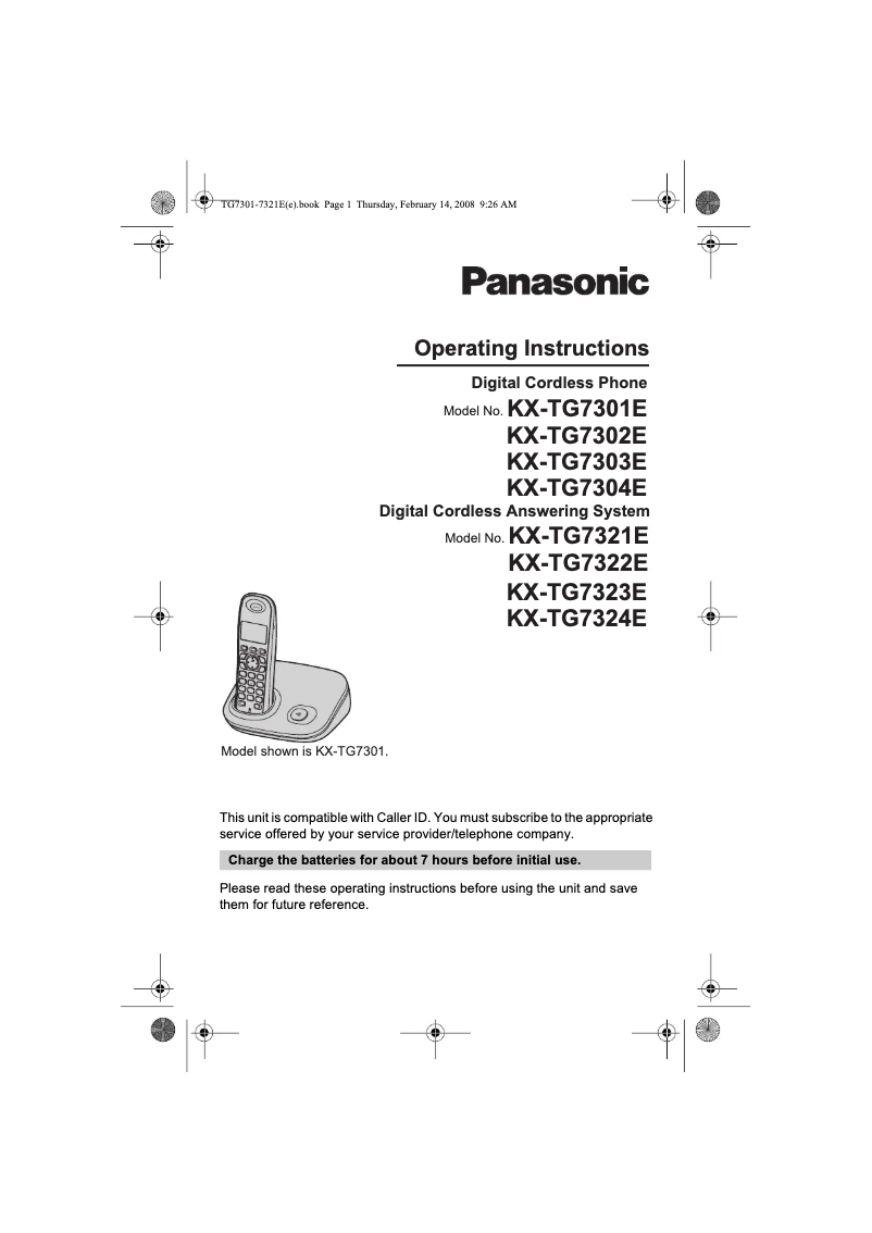 First page image of the manual for KX-TG7323E