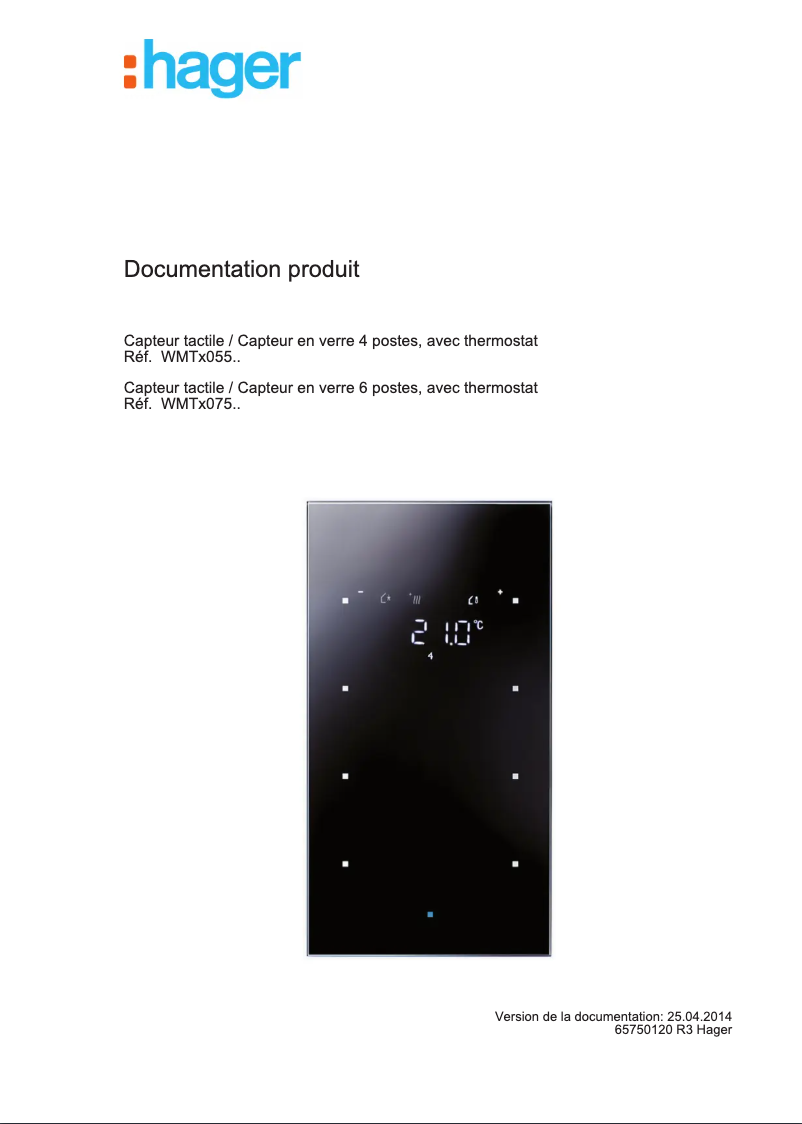 Page 1 of the manual User Manual Hager WMT20550