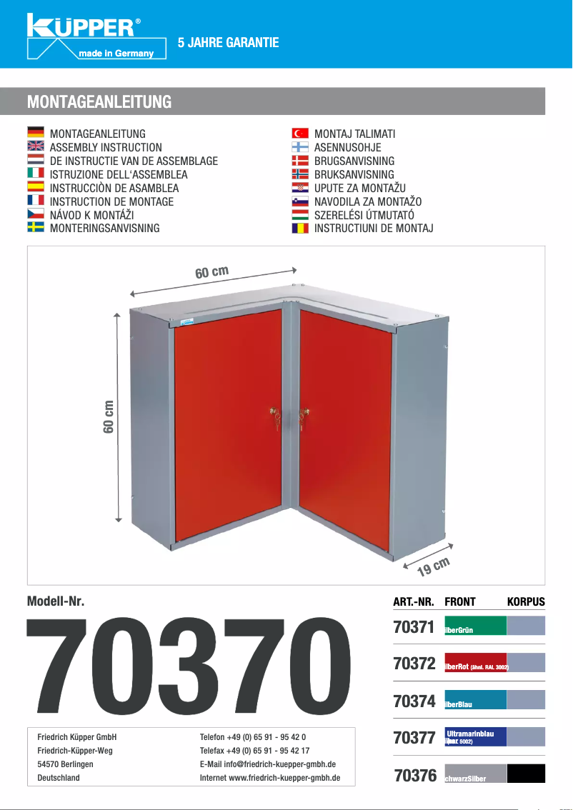 Page 1 of the manual User Manual Küpper 70377