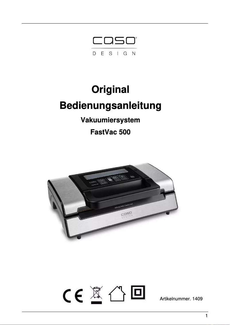 First page image of the manual for FastVAC 500