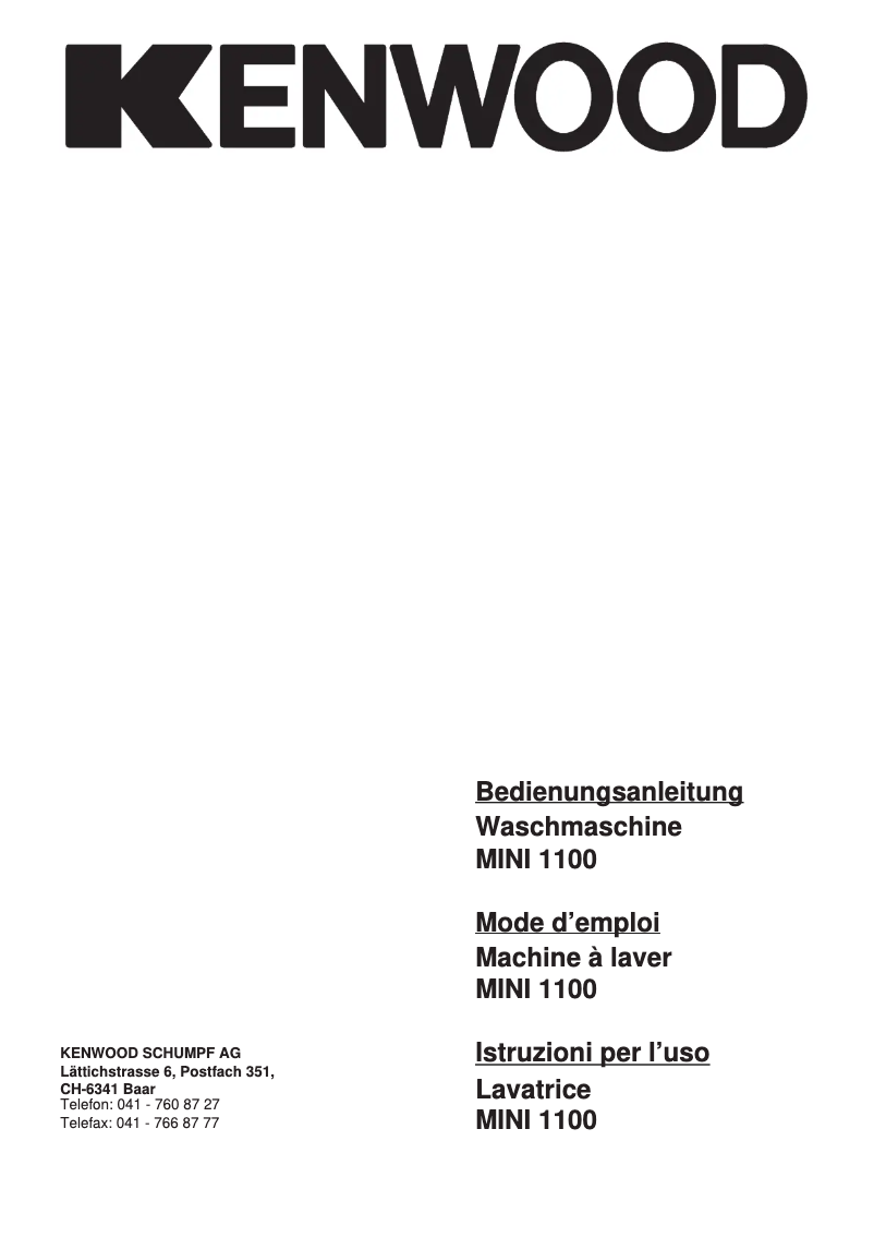 First page image of the manual for Mini 1100