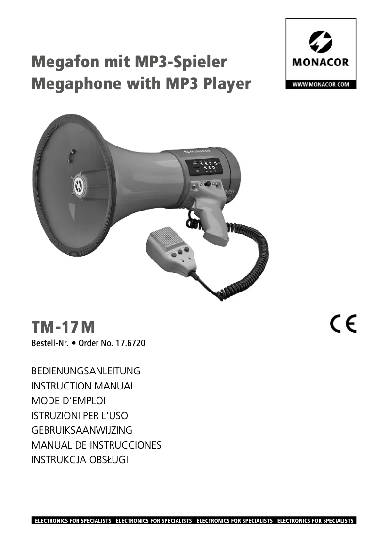 Page 1 of the manual User Manual Monacor TM-17M