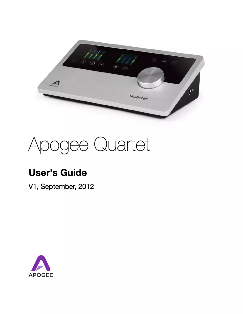 Page 1 of the manual User Manual Apogee Quartet