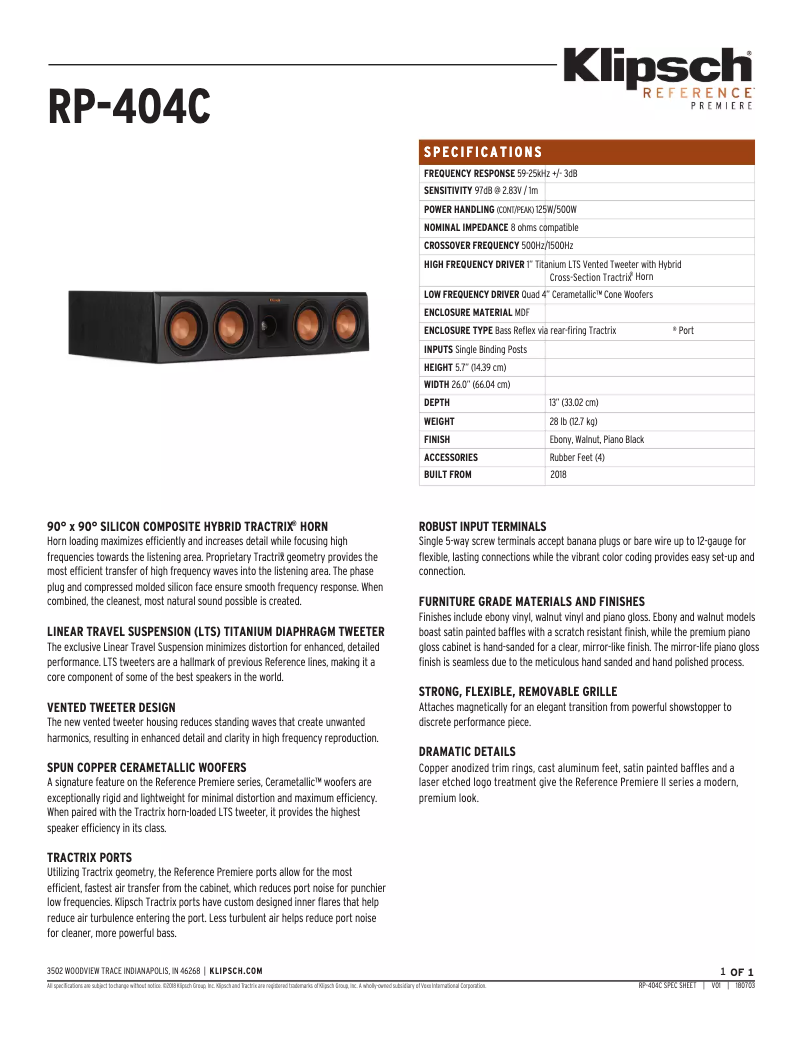 First page image of the manual for Reference Premiere RP-404C