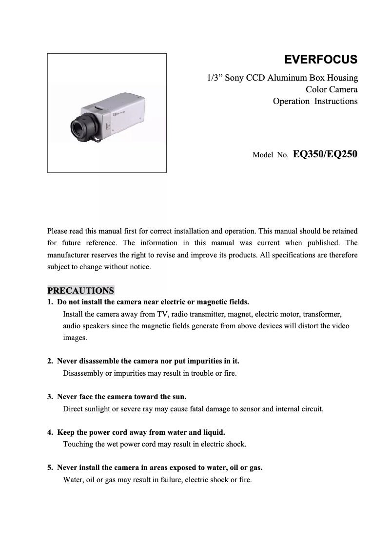 First page image of the manual for EQ350