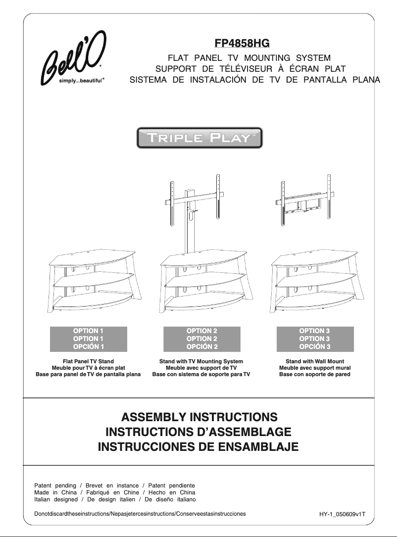Page 1 of the manual User Manual Bell'O FP-4858HG