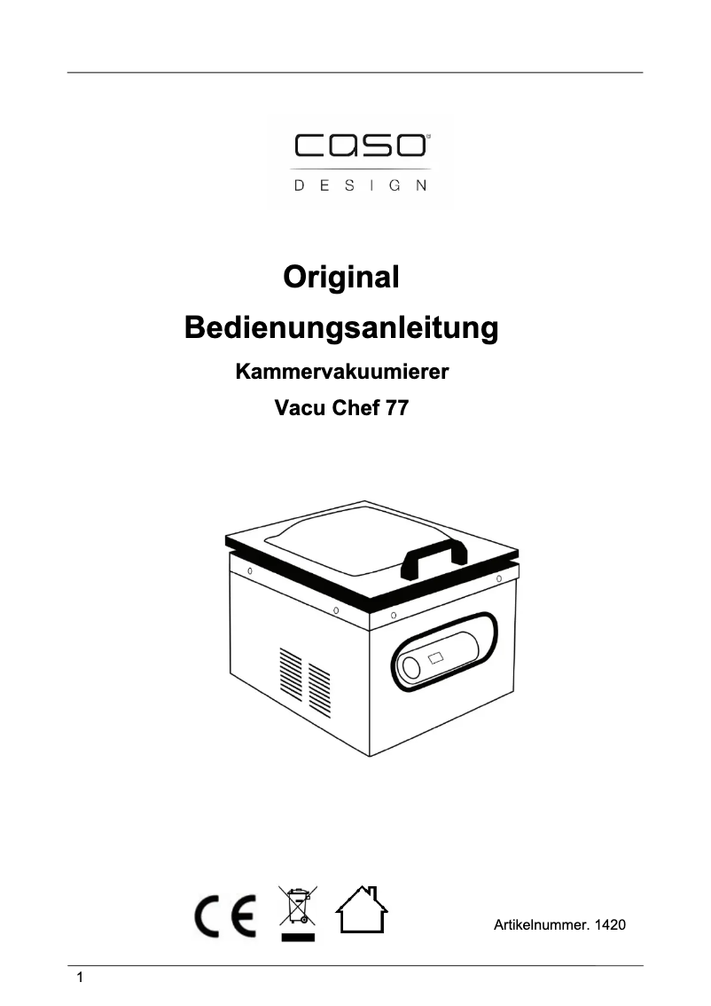First page image of the manual for VacuChef 77