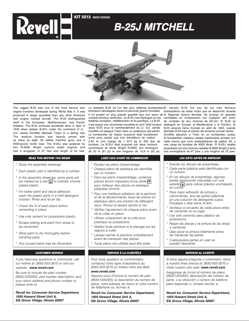 Page 1 of the manual User Manual Revell B-25J Mitchell