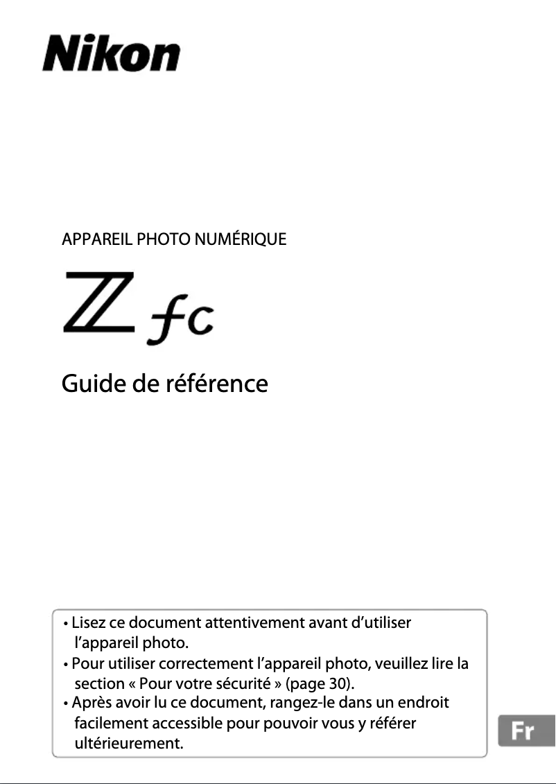 First page image of the manual for Z fc