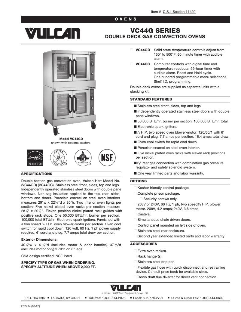 First page image of the manual for VC44GC