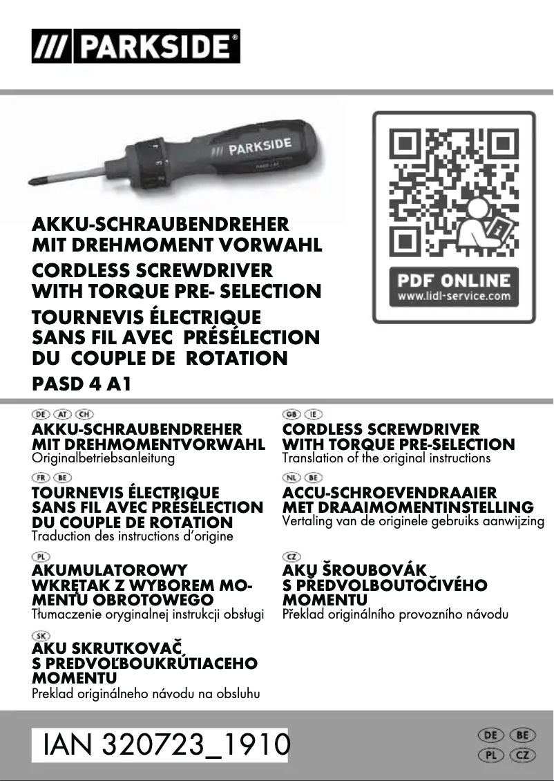 First page image of the manual for PASD 4 A1