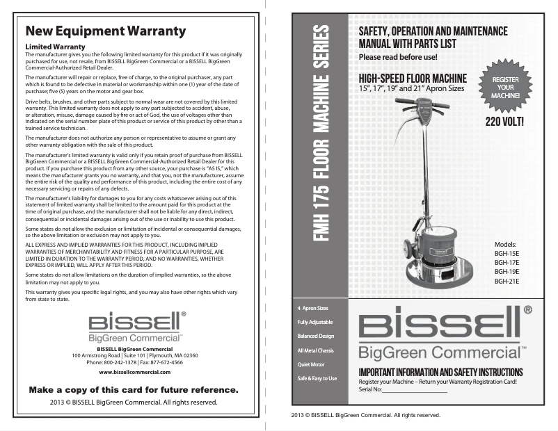 Page 1 of the manual User Manual Bissell BGH-19E