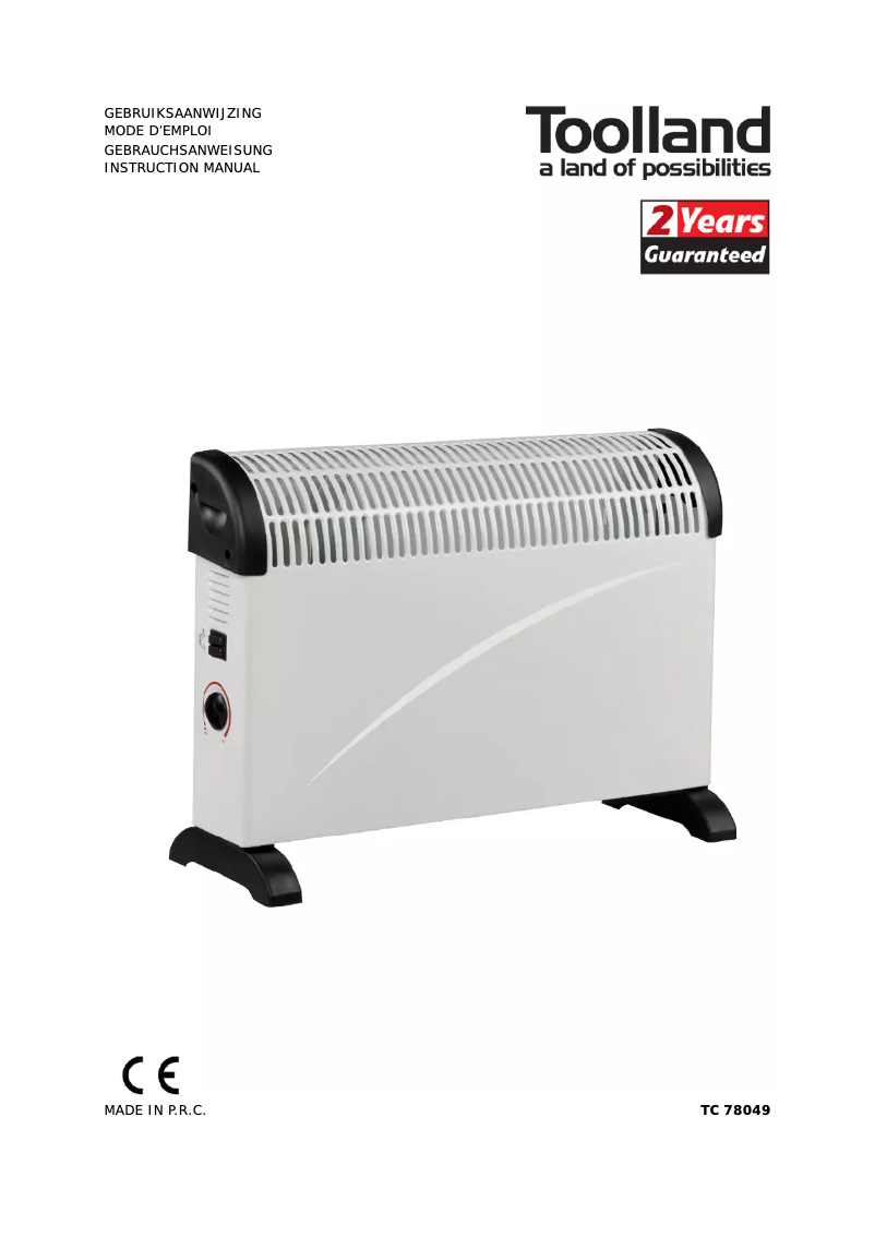 Page 1 of the manual User Manual Toolland TC78049