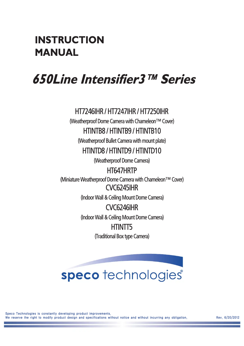 Page 1 of the manual User Manual Speco Technologies HTINTD8W