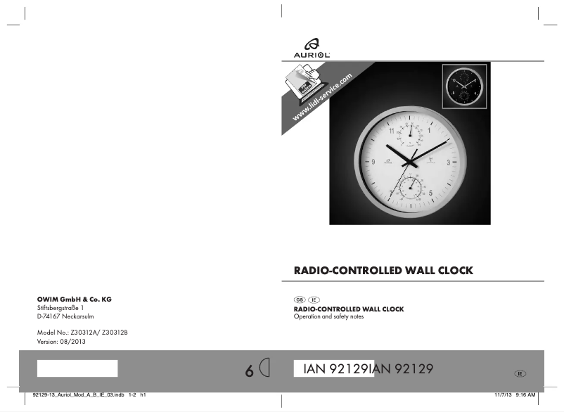 Page 1 of the manual User Manual United Office IAN 92129