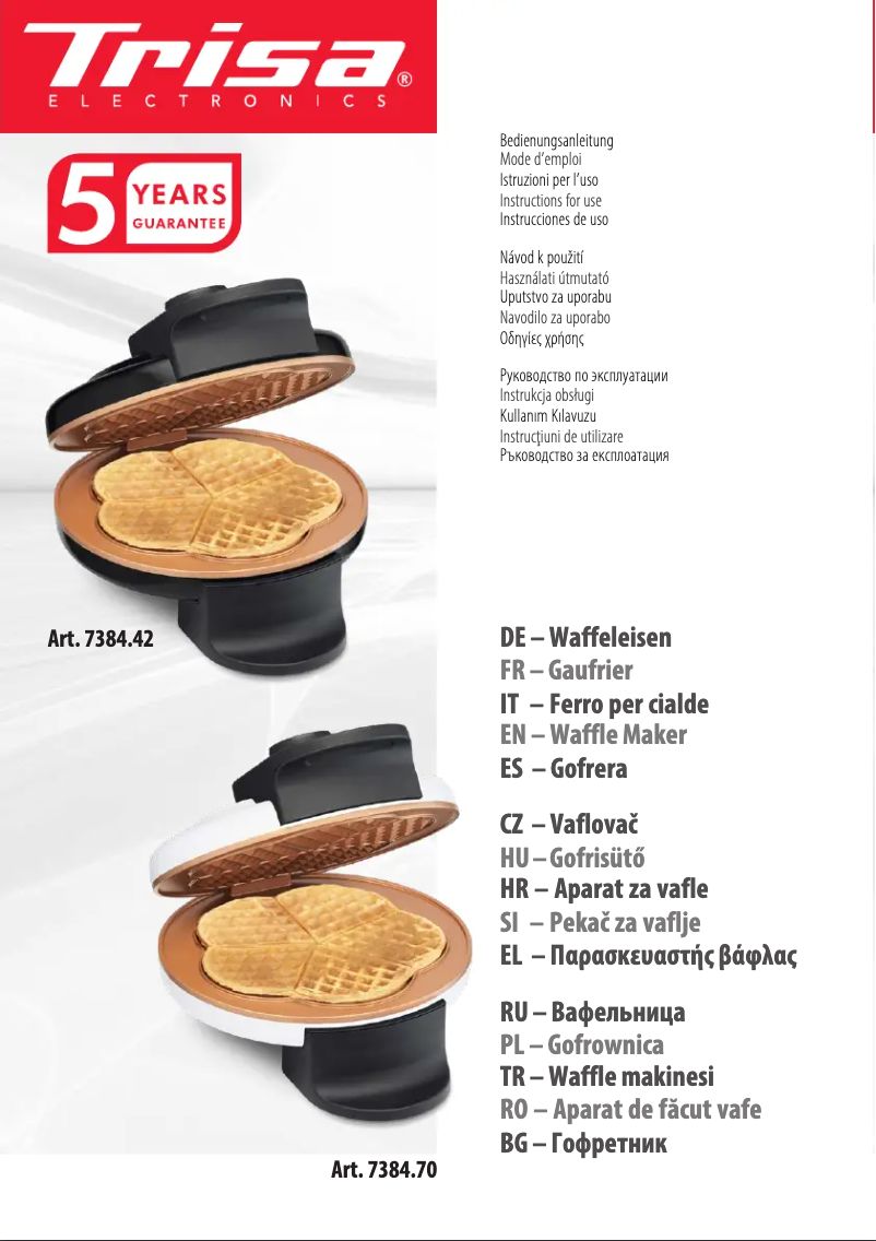 Page 1 of the manual User Manual Trisa Retro Waffles 7384.70