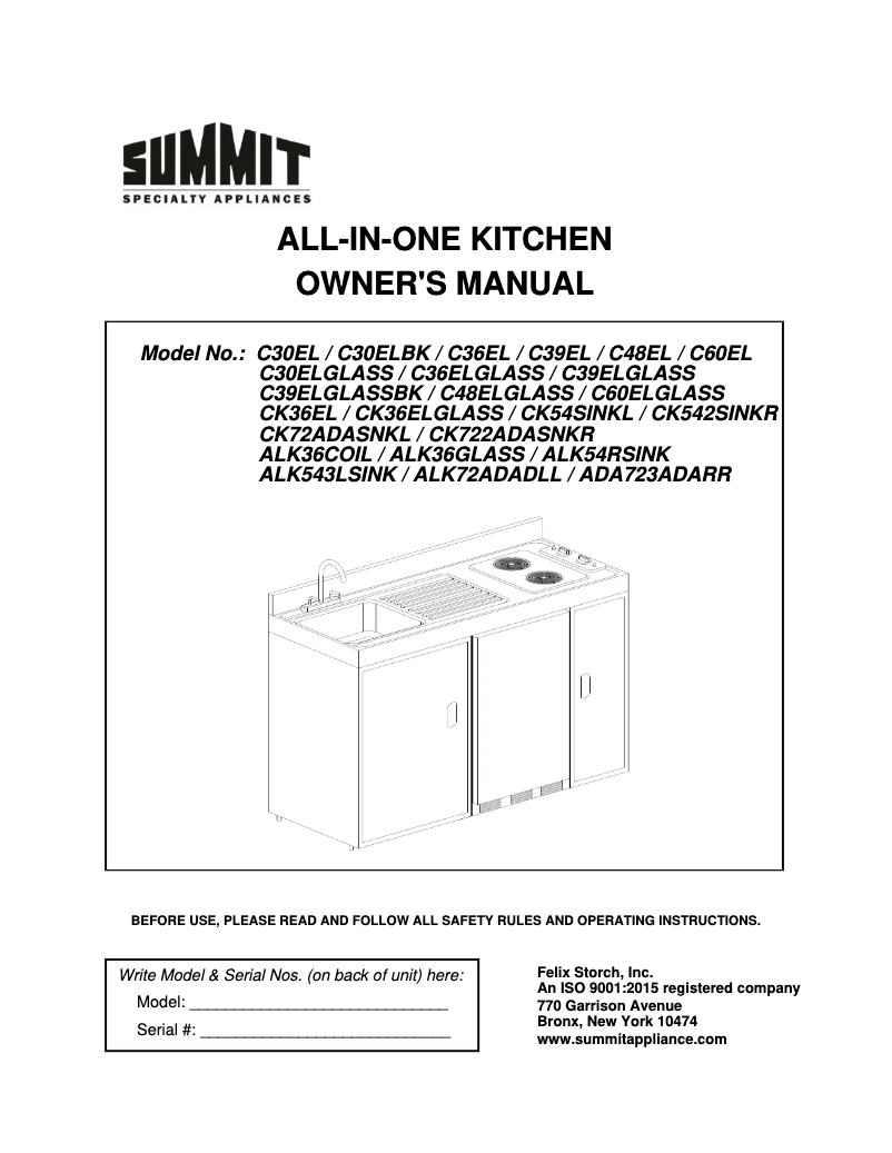 First page image of the manual for C60ELGLASS