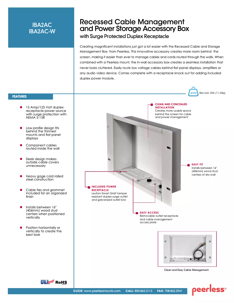 Page 1 of the manual User Manual Peerless-AV IBA2AC