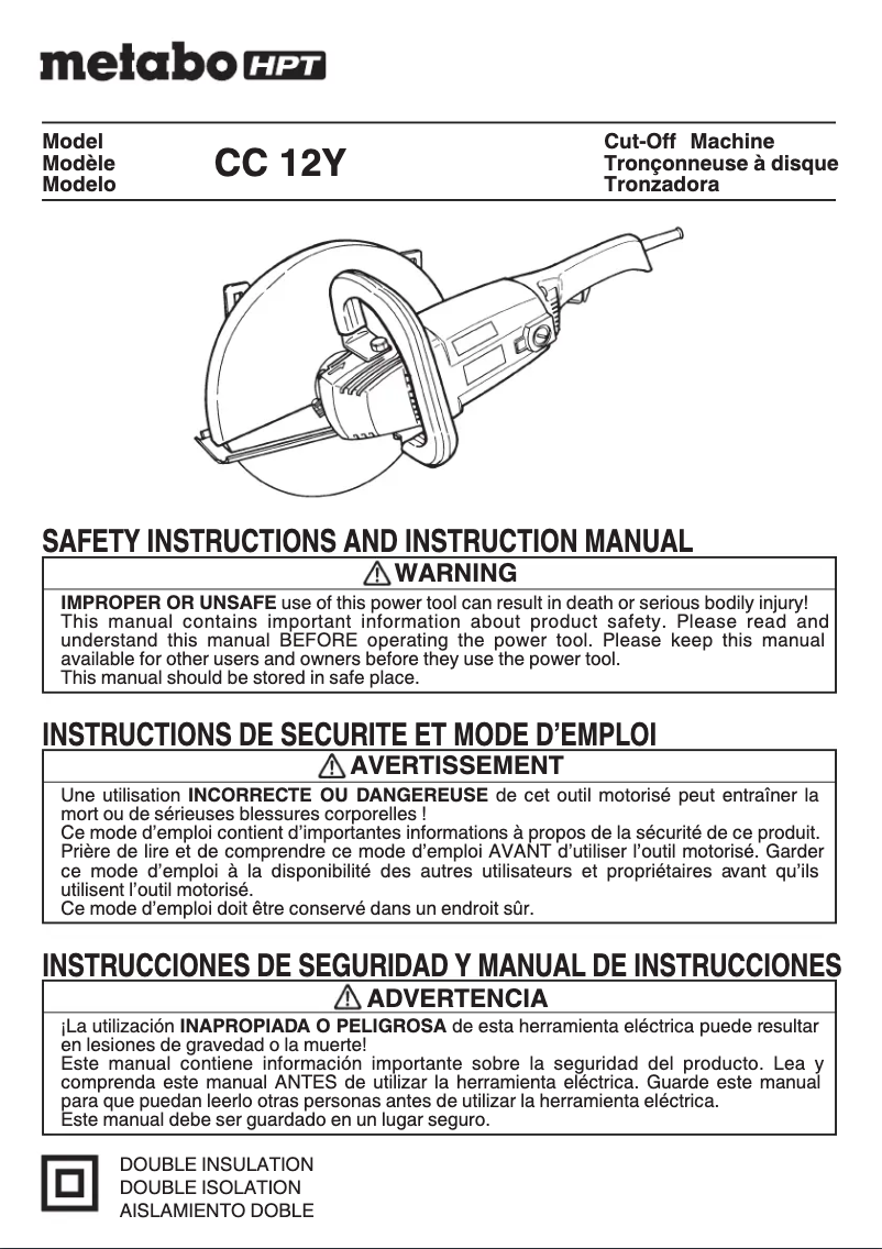 First page image of the manual for CC12Y