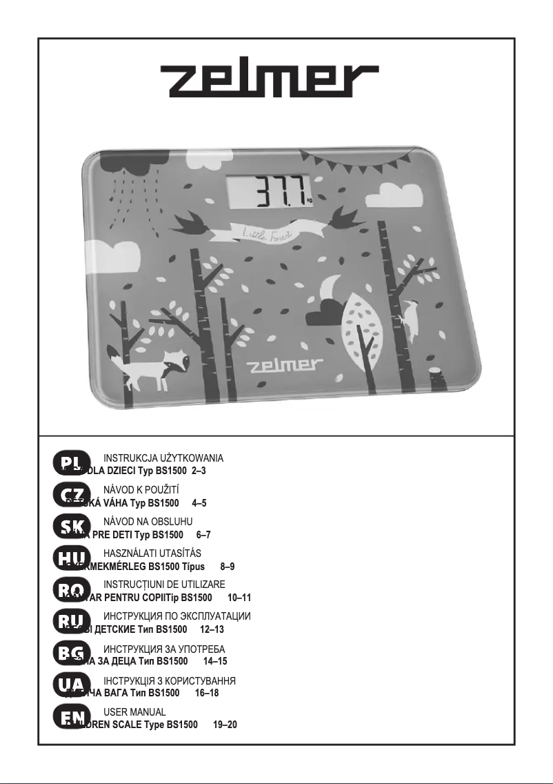 Page 1 of the manual User Manual Zelmer BS1500