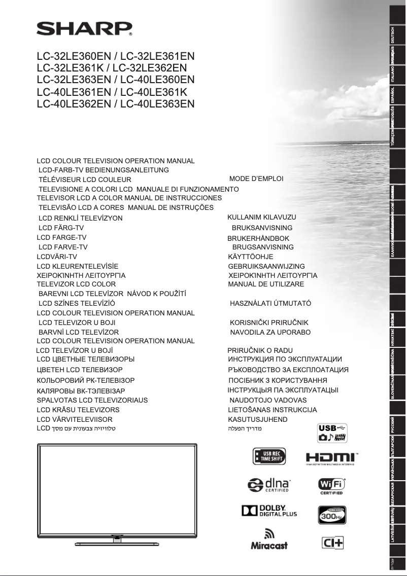 Page 1 of the manual User Manual Sharp LC-40LE360EN-BK