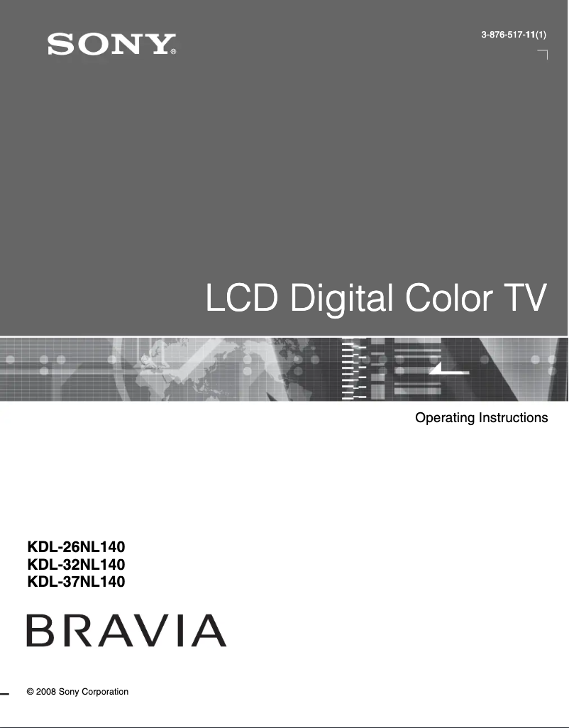 First page image of the manual for Bravia KDL-32NL140