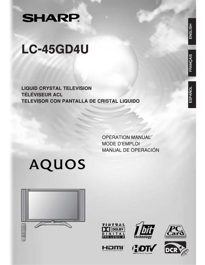 Page 1 of the manual User Manual Sharp AQUOS LC-45GD4U