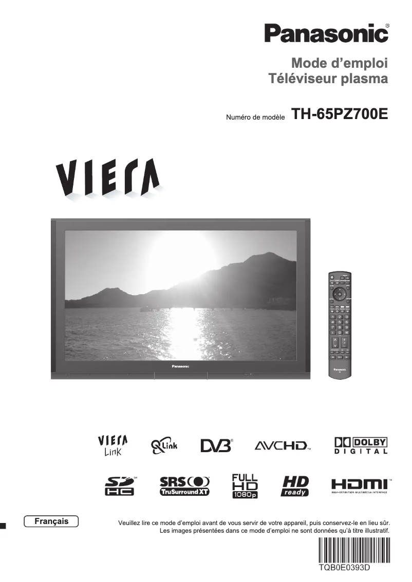 First page image of the manual for TH-65PZ700E