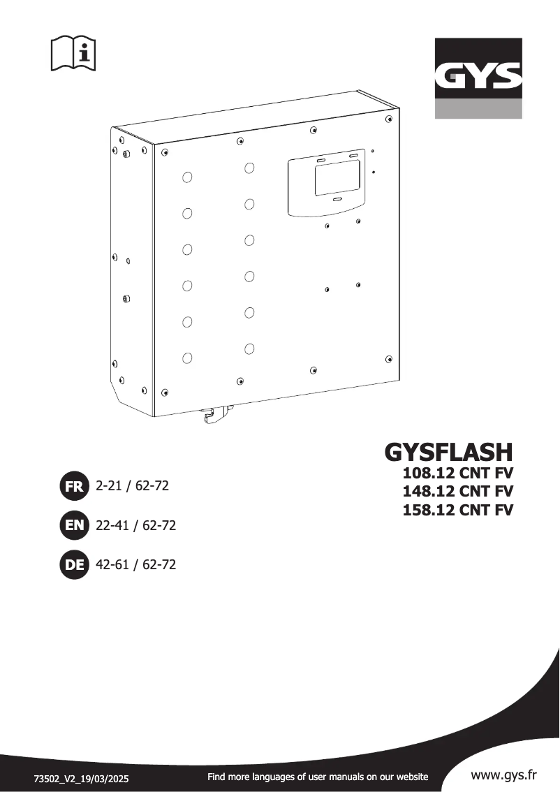 Page 1 of the manual User Manual GYS Gysflash 158.12 CNT FV