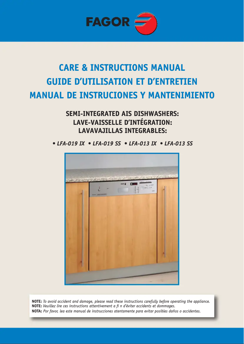 First page image of the manual for LFA-019 SS