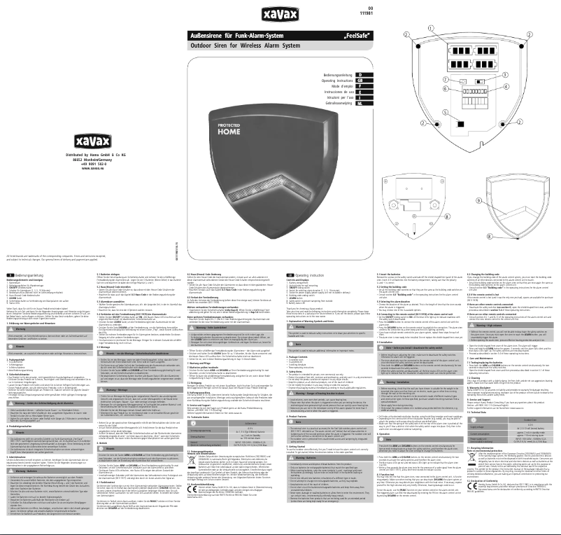 First page image of the manual for 00111981