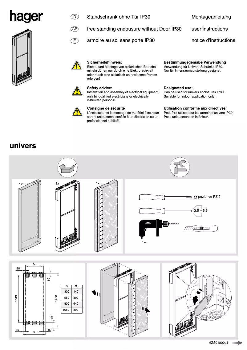 Page 1 of the manual User Manual Hager FP25S1N