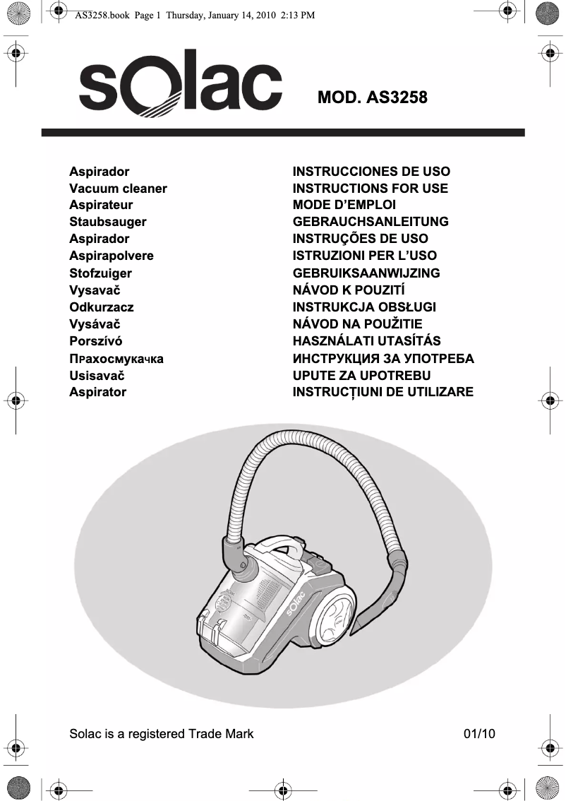 First page image of the manual for AS3258