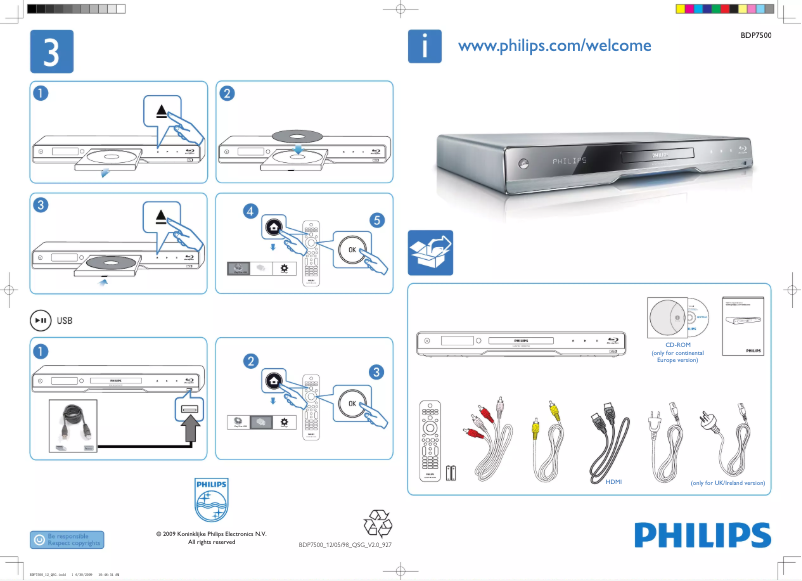 First page image of the manual for BDP7500BL