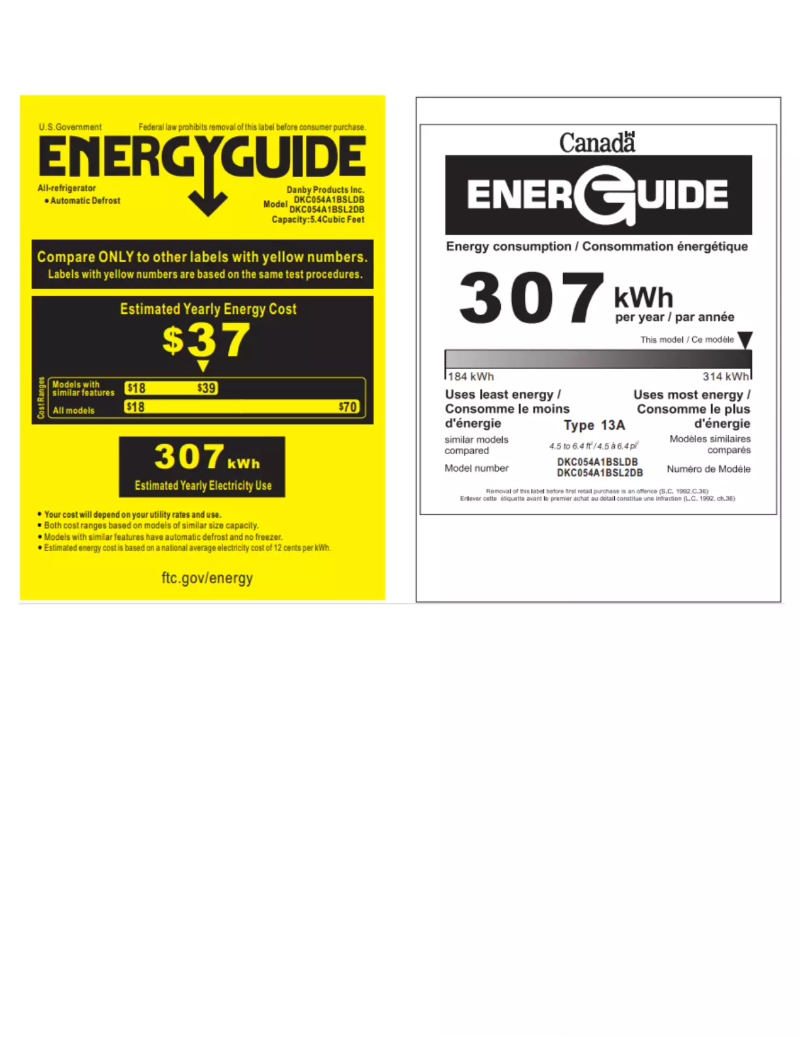 Page 1 of the manual Energy Label Danby DKC054A1BSLDB