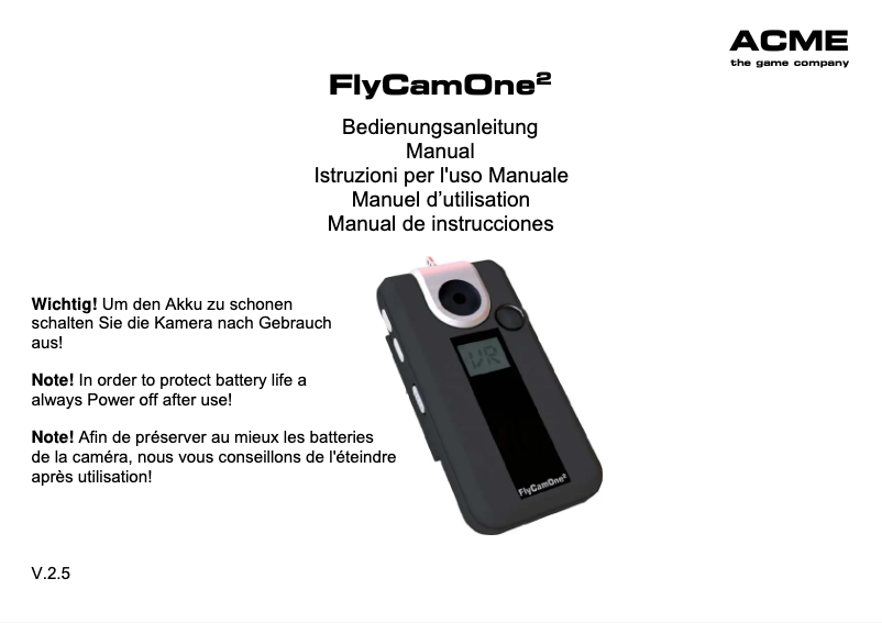 Image de la première page du manuel de l'appareil FlyCam One²