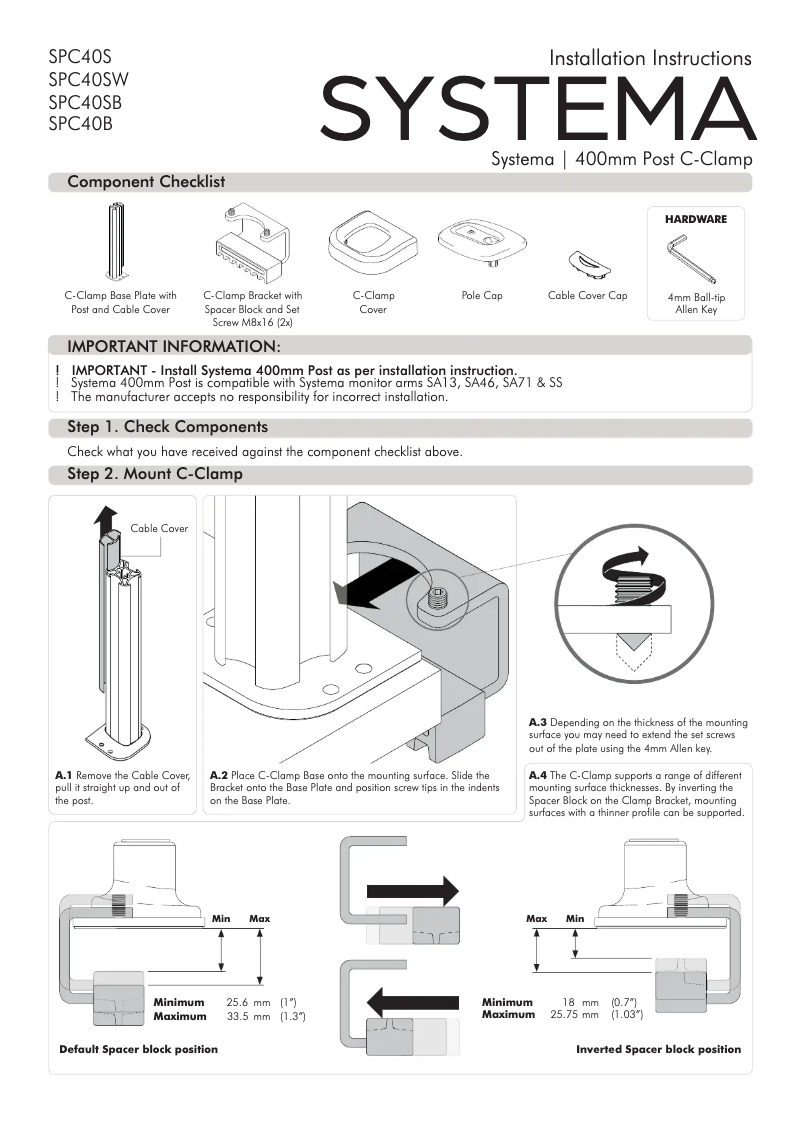 Image de la première page du manuel de l'appareil SPC40S