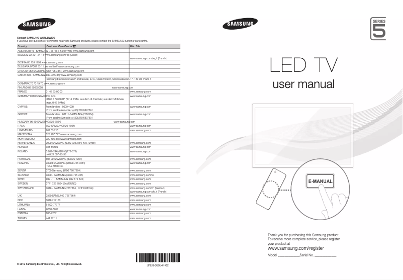 First page image of the manual for UE22ES5000W