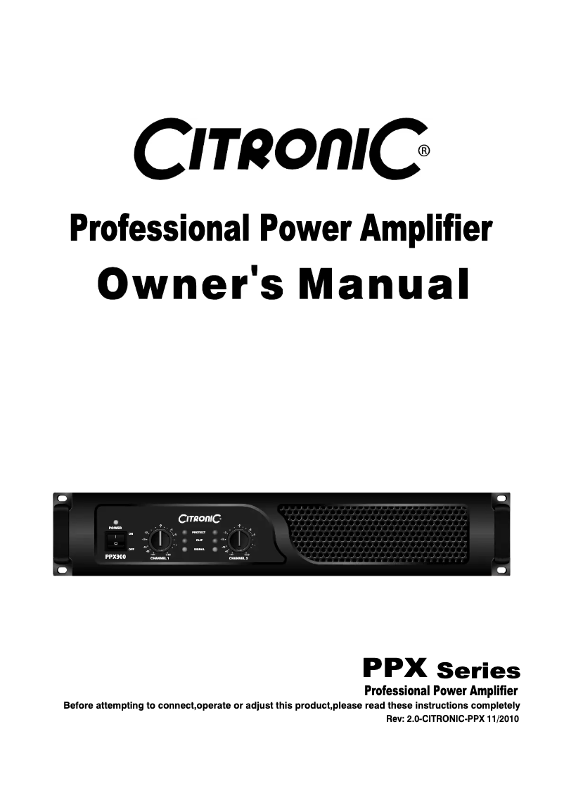 First page image of the manual for PPX900