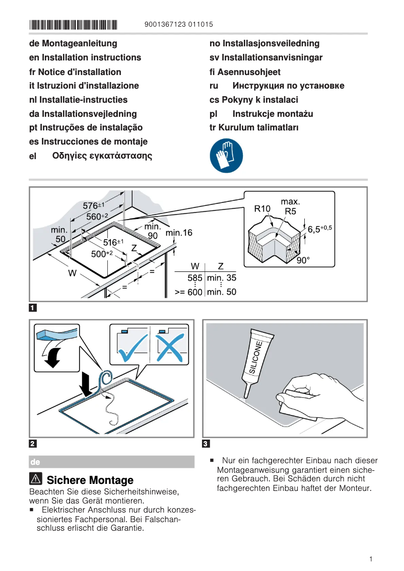 Page 1 of the manual Instructions / Assembly Siemens ET601FNP1E