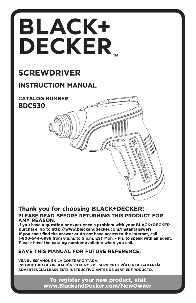First page image of the manual for BDCS30