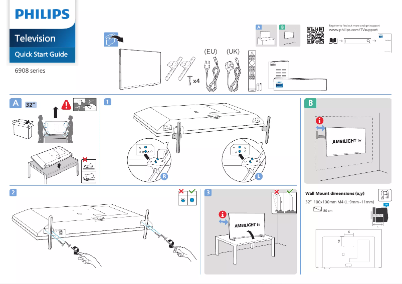Page 1 of the manual Quick Start Guide Philips 32PFS6908