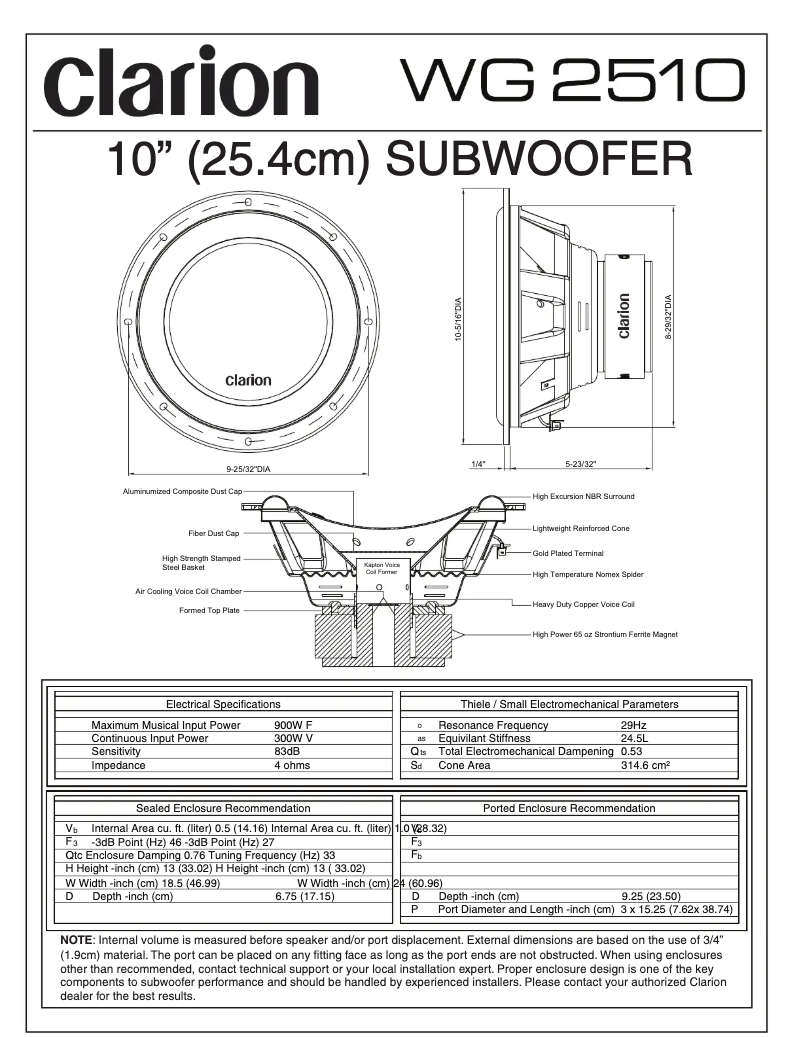 Page 1 de la notice Manuel utilisateur Clarion WG2510
